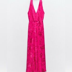 NWT ZARA JACQUARD MIDI DRESS BOW, Medium